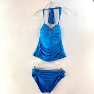 Tommy Bahama Vibrant Blue Ruched Halter Top and Bikini Bottom 2pc Set NWOT